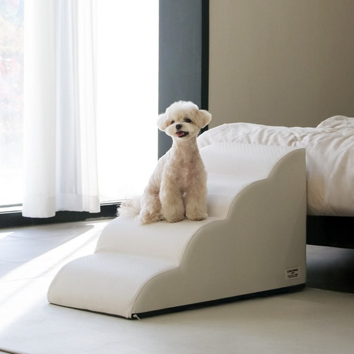 초코펫하우스 강아지계단 라운드 논슬립스텝 4.0, 1개, 아이보리