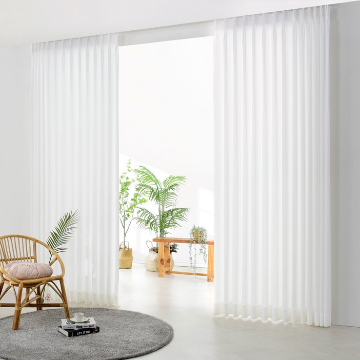 패브릭몰 호텔식 형상기억 나비주름 도톰쉬폰커튼 이음선없는 속커튼 차르르커튼 덜비치는쉬폰 거실커튼 230 240 레일형 커튼