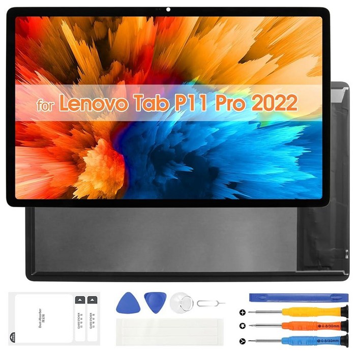 레노버 탭 P11 프로 2세대 2022 TB132FU TB138FC LCD 디스플레이 디지타이저 터치 스크린 어셈블리, 수리 키트 포함 블랙, 11.2인치 교체, 단일색상, 1개