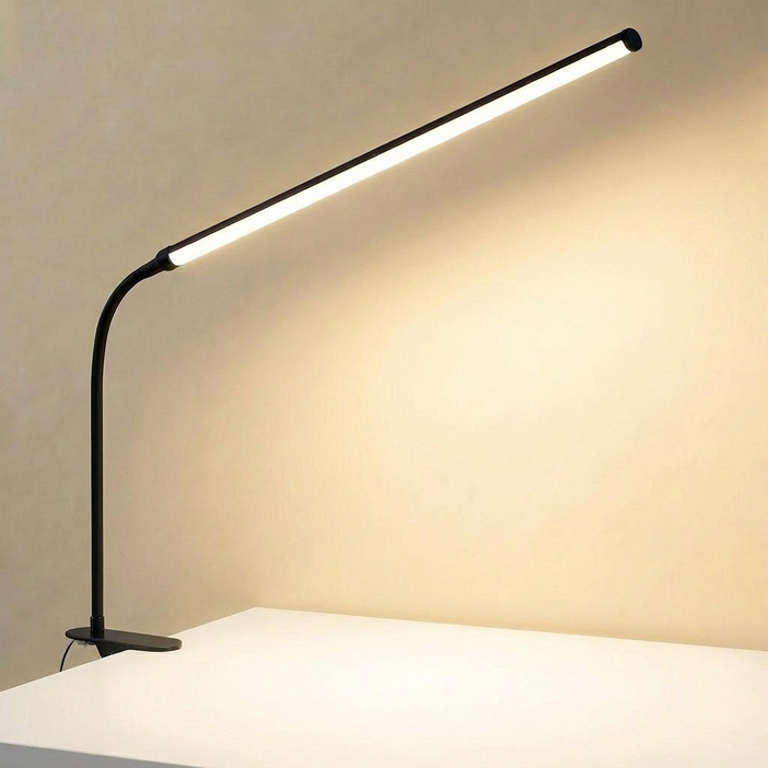 히즈엔 3톤 LED 스탠드 밝기조절 책상 조명, 블랙38cm