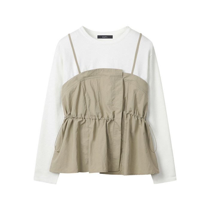 레이어드 뷔스티에 루즈핏 티셔츠 GPCLW021D