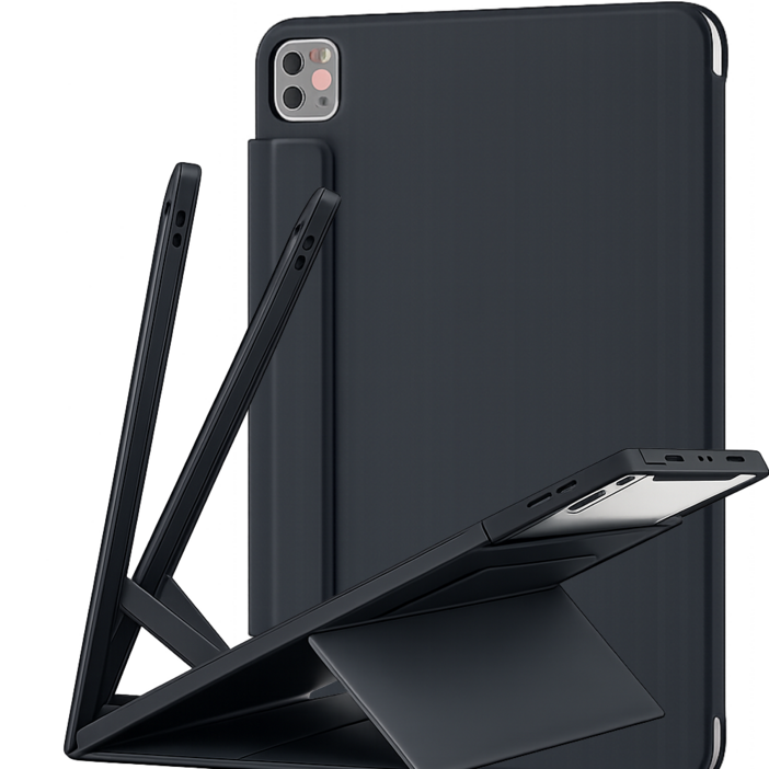모키보 프리앵글 각도조절이 되는 아이패드 케이스 거치대 커버 에어 미니 프로 호환 펜슬수납 마그네틱  슬림, 블랙, 1개