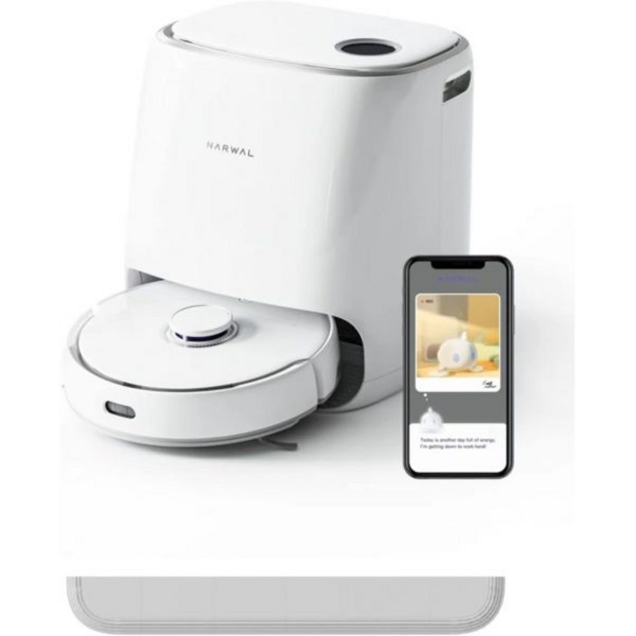 NARWAL 나르왈 프레오 로봇 진공청소기 및 물걸레질기 문턱 모듈 포함 세척 건조 기능 더티 센스 울트라 클린 자동 세제 추가 LCD 디스플레이 스마트 스윙 곡선 경로 와이파