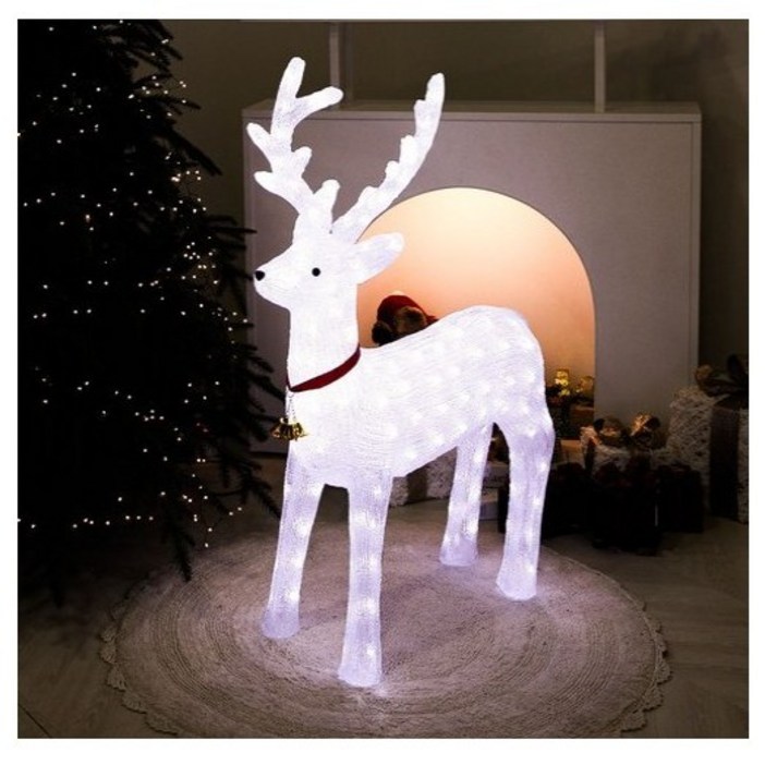 LED 루돌프 사슴 장식, 화이트, 1개