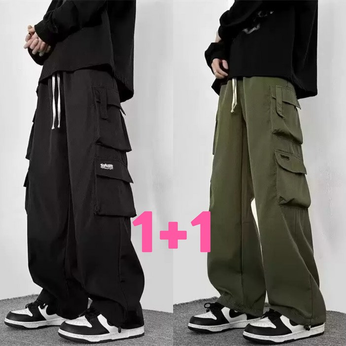 After Sea 11 남자카고바지 와이드핏 스트레이트 카고팬츠 캐주얼 배기바지 밴딩바지