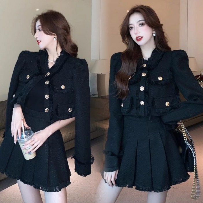 Asure 여성 투피스 세트 하객룩 크롭자켓스커트