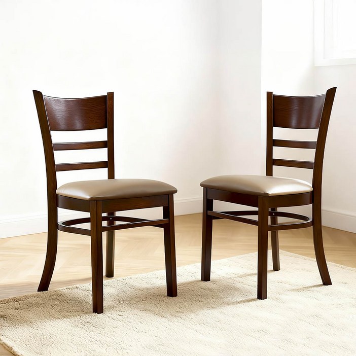 리비니아 케빈 카페 원목의자 2인용 식탁의자 인테리어의자 원목의자 카페의자 식당의자, 모카가죽방석, 2개
