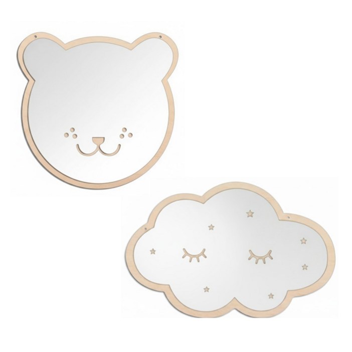 11 곰돌이 구름 원목 부착형 아크릴 거울