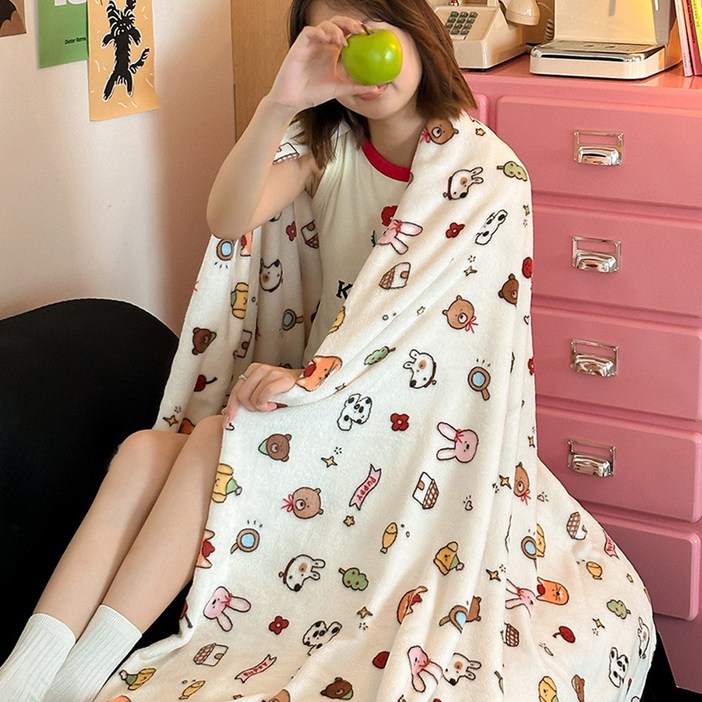 도림 귀여운 스케치북 낙서 극세사 담요