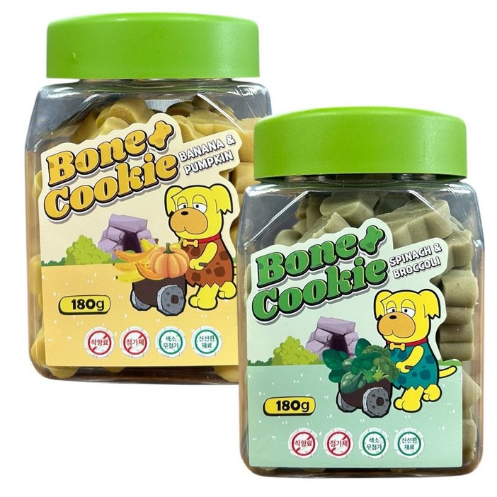 레이지독 본쿠키 강아지 노즈워크 야채 과일 영양 간식 4종, 2개, 180g, 바나나단호박시금치브로콜리
