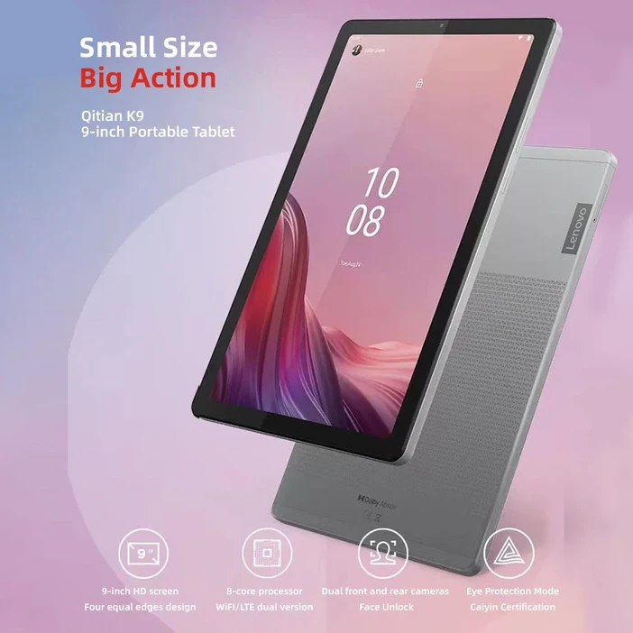 글로벌 펌웨어 레노버 패드 K9 태블릿 9인치 휴대용 4G+64G 안드로이드 Tab 북극 회색 LTE WIFI 5100mAh