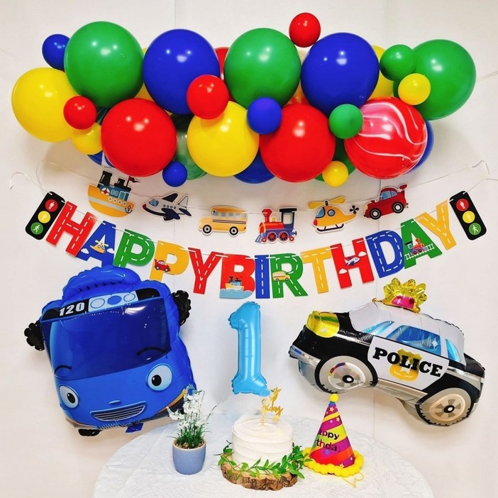 스마일파티 타요 풍선 생일파티세트 자동차풍선