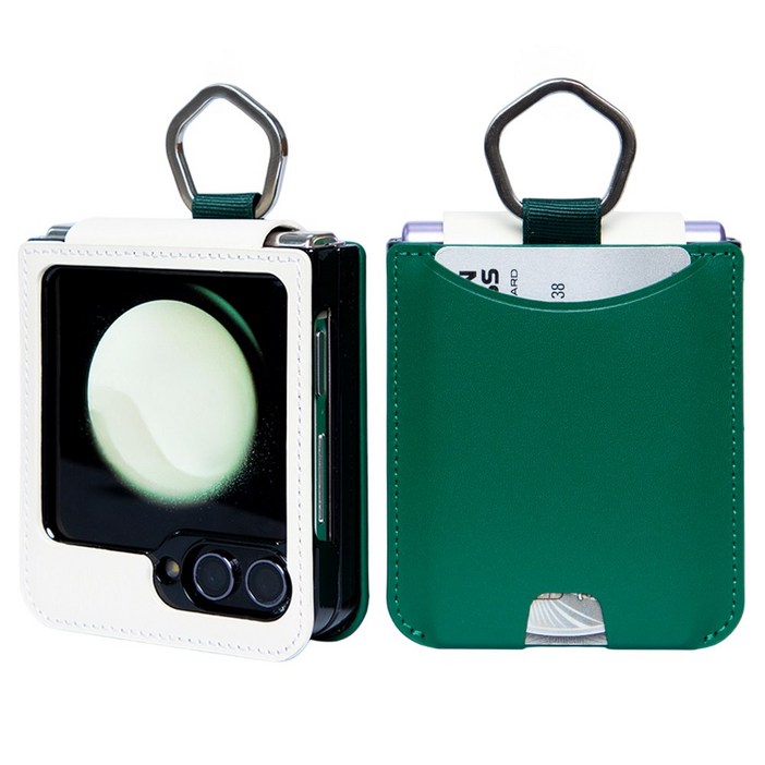 폰누리 갤럭시 Z플립 링 힌지보호 가죽 카드 휴대폰 케이스