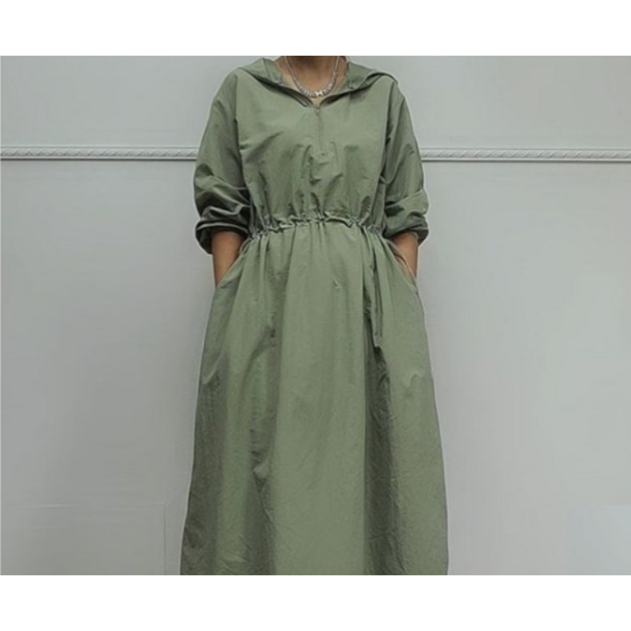 아노락원피스 바스락 후드 롱 원피스