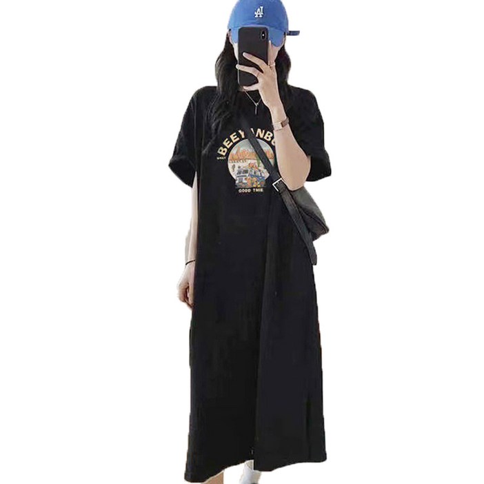 슬림소녀 빅사이즈 루즈핏 반팔 원피스잠옷 홈웨어 Dress Pajamas