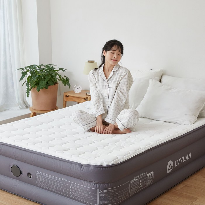 녹원 프리미엄 에어매트 캠핑용 자충매트 야외 휴대용 매트리스 펌프 내장형