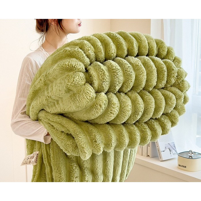 해피유통 가을 겨울 가볍고 따뜻한 우유 솜털 토끼털 담요 소파 담요 낮잠 커버 이불 담요 침대 시트 LWJ