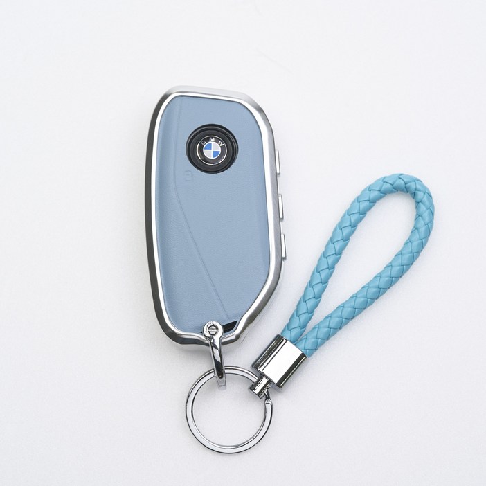 옳다스토어 BMW 신형 가죽 메탈 키케이스, 스카이블루