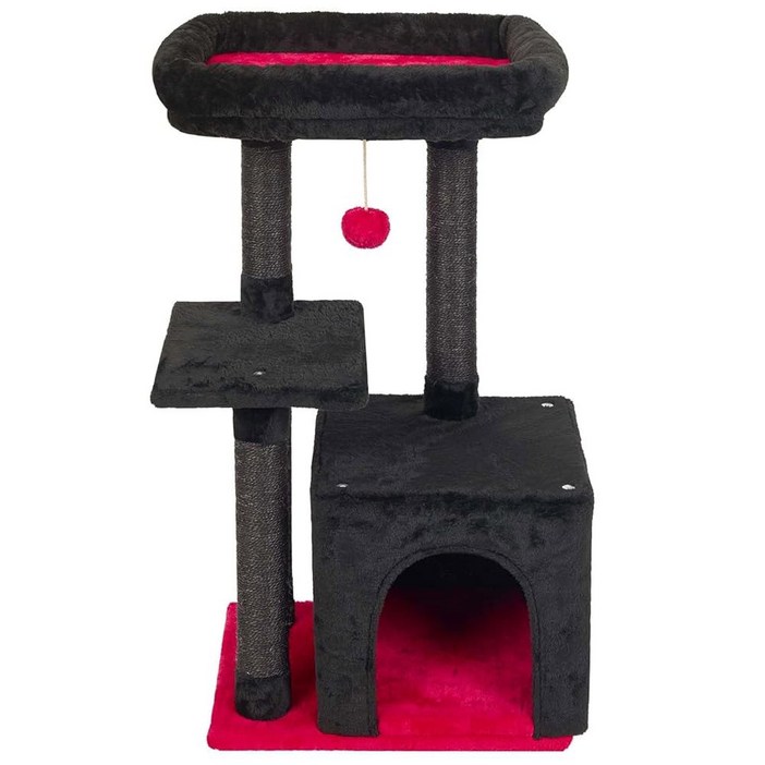 FISHNAP F11 RedBlack 귀여운 고양이 나무 새끼 타워 실내 콘도 사이잘 스크래칭 포스트 점프 플랫폼 가구 활동 센터 플레이 하우스 레드블랙