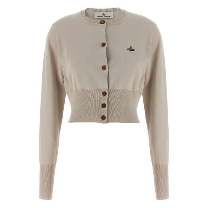 비비안웨스트우드 로고 자수 크롭 가디건