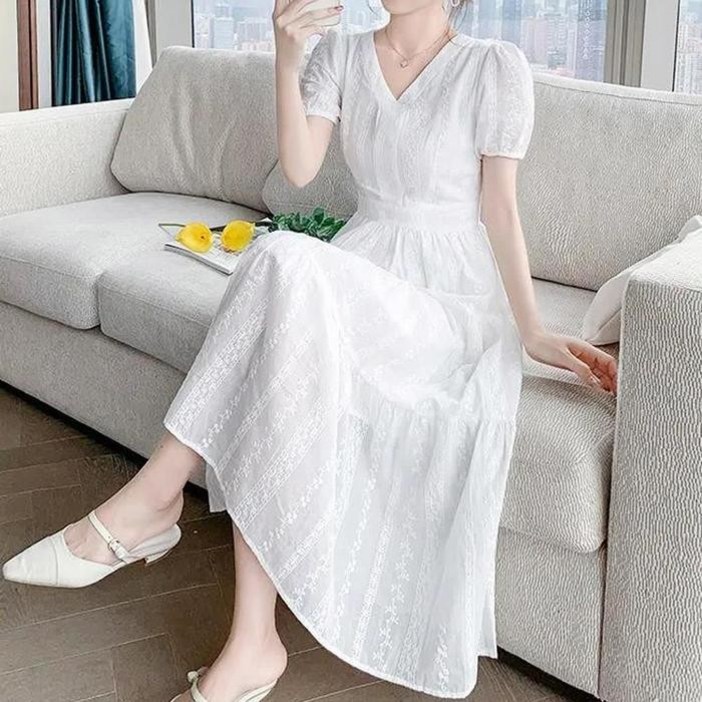 라일리의류 Rly 봄 여름 반팔 하객 화이트 롱원피스 20대여성 432915