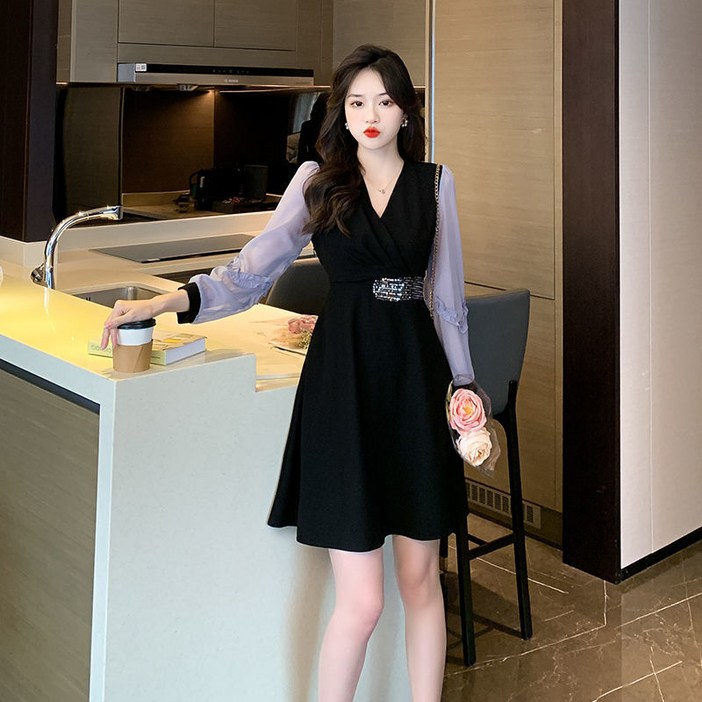 셀럽당 원피스 춘추녀 슬림핏 블랙 스커트