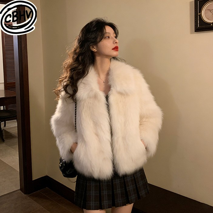 CBHV 여성 밍크 코트 폭신폭신한 가을 겨울 러블리 뽀글이 아우터