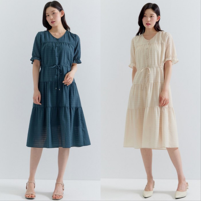 지센 여성 허리스트링 플레어튜닉 원피스색상2종 면28 LFOPP505