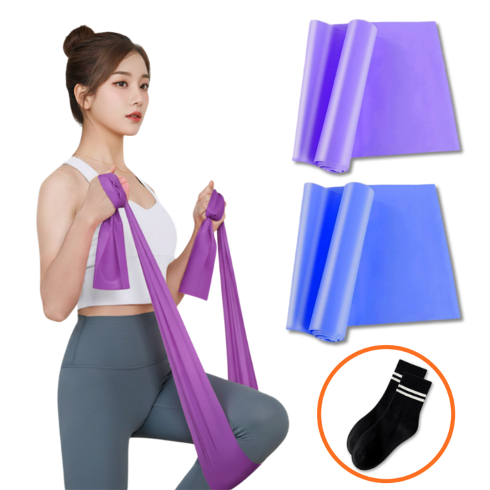 제이런 요가밴드 라텍스밴드 퍼플0.35 블루 0.55 혼합색상, 1개, JRUN-A