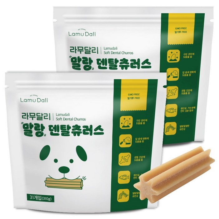 라무달리 강아지 덴탈츄러스 31개입, 연어생선살 혼합맛, 310g, 1개
