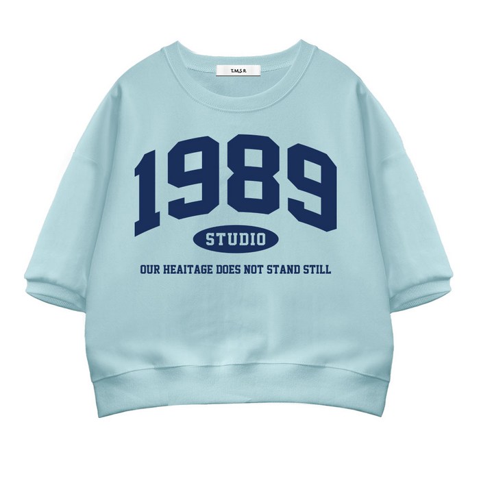 TSF 1989스튜디오 세미오버핏 크롭 반팔 맨투맨