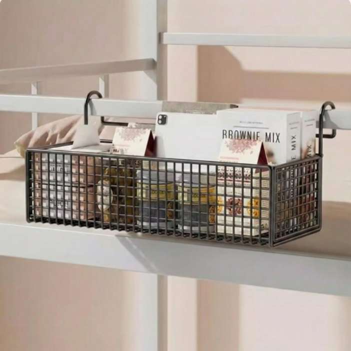 포스트머스 침대 파티션 책상 걸이 수납함 선반 바구니, 블랙, 1개