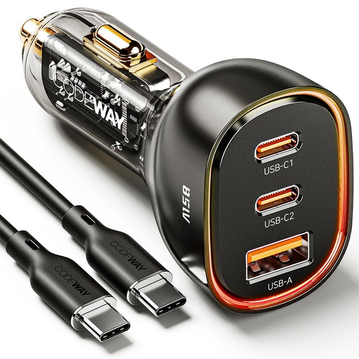 코드웨이 차량용 시거잭 고속 충전기  C타입 초고속충전케이블 세트