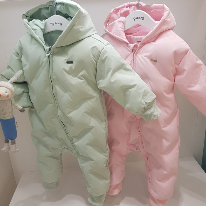 아가방 60 겨울 베이비페어 빵빵해 추운거 몰라 무봉재 오리털 패딩 우주복  무봉재 충전식 오리털이 삐져나오지 않아요 기특한 겨울 점퍼식 패딩 방한 우주복 신생아 외출복