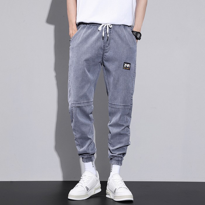 봄 · 여름 남자 캐주얼 바지 2022 년 새 한국 패션 문자 자수 느슨한 탄성 발가락 바위