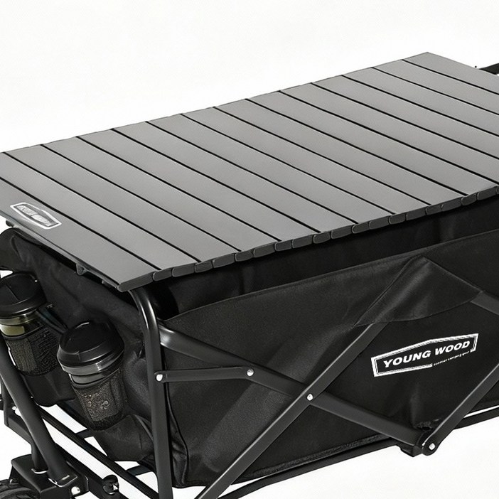 영우드 다용도 캠핑 카트 접이식 아웃도어 웨건 폴딩 카트, 1개, 블랙 상판