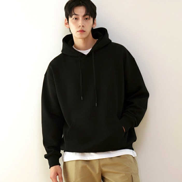 퍼핀 M~3XL 오버핏 프리미엄 후드티 2중 합포면 4계절용 (무지 후드 티셔츠) 빅사이즈