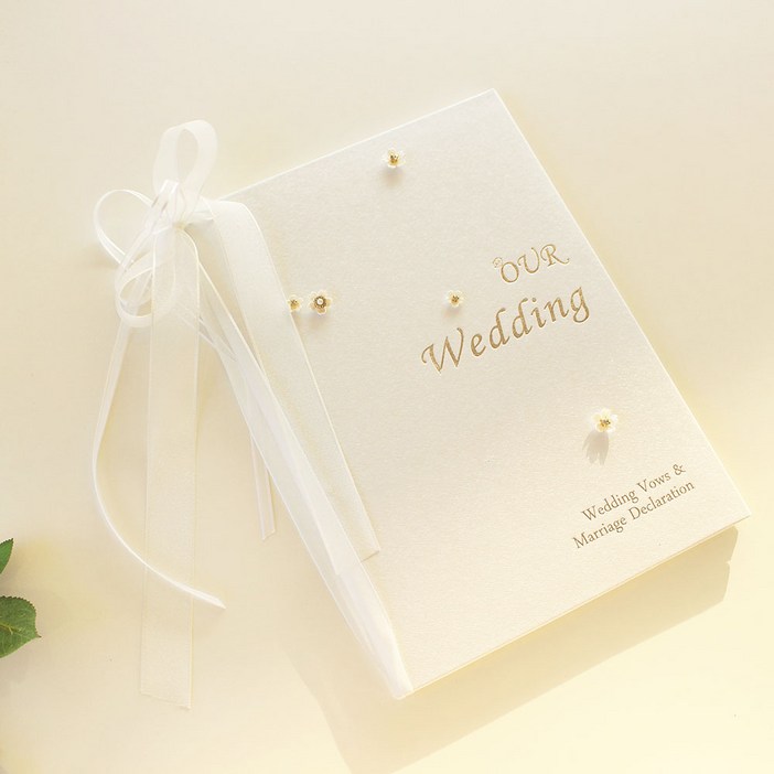 성혼선언문 혼인서약서 화이트 꽃  덕담 결혼식 예쁜케이스 웨딩 축사 선언문