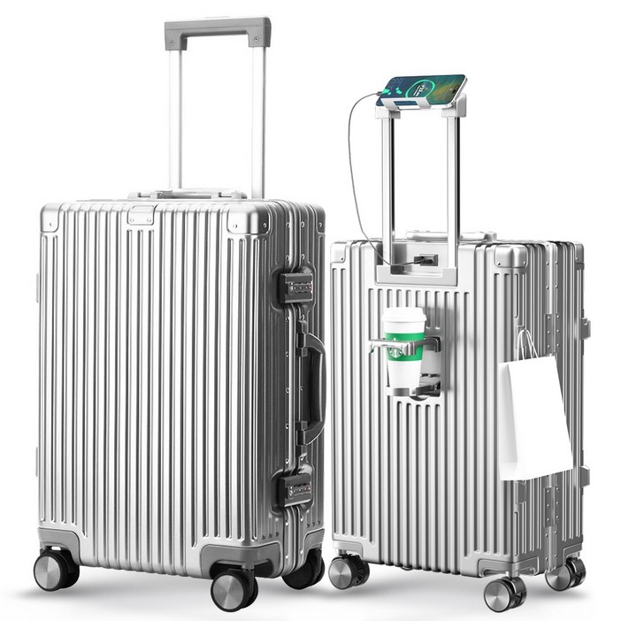 5년AS 다기능 경량  캐리어 방수 알루미늄 프레임 기내용 여행가방 USB 충전포트 360도 저소음 휠  20인치24인치28인치 중대형 하드 여행용 캐리어