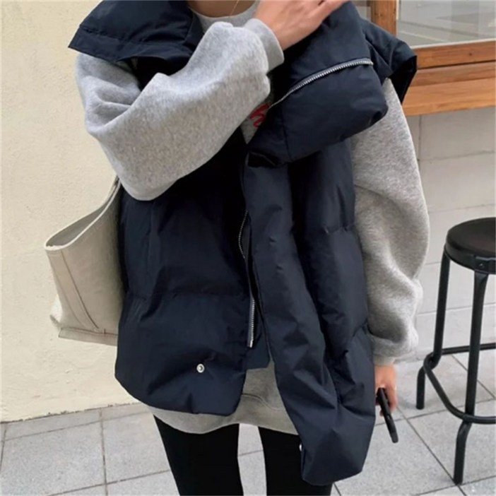도톰 오버핏 패딩 조끼 베스트