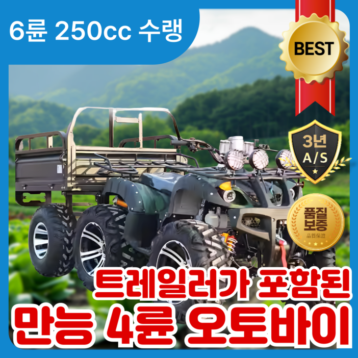 워크마스터 작업용 4륜 오토바이 전기 스쿠터 바이크 사발이 산악용 농업용 상업용, 6륜 250cc 수랭