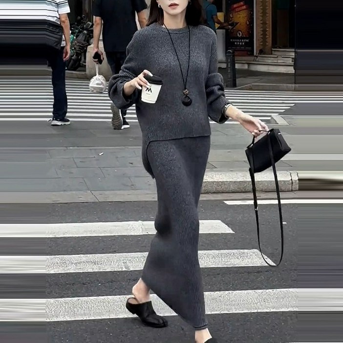 여성 고급 니트세트 스커트셋업