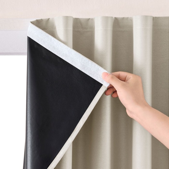 SengsoHome 99.99% 빛차단 단열 벨크로 찍찍이 쉽게 붙이는 암막커튼