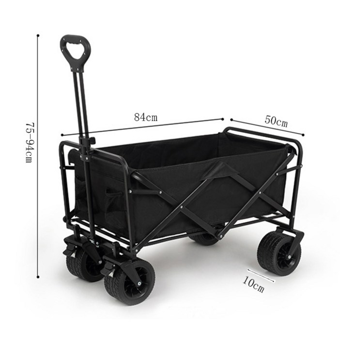 아웃프리 휴대용 접이식 캠핑 여행 트레일러 대용량 부하 225KG 저장 공간 150L 홈 익스프레스 슈퍼마켓 카트 택배 카트 쇼핑 카트, 블랙, 1개