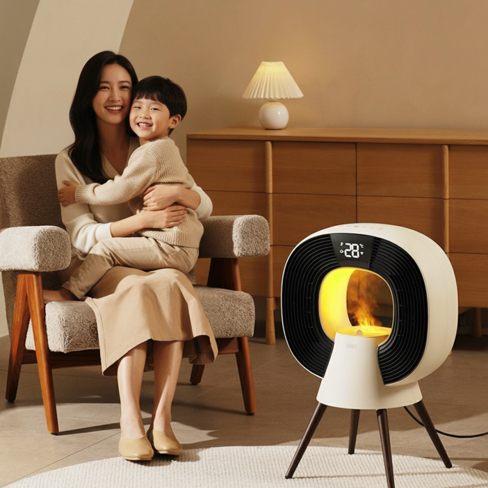 서로앤홈 새턴2 스마트AI 가습온풍기 음성인식 초저소음 리모컨형 3000W PTC 2in1 대형 히터, 화이트