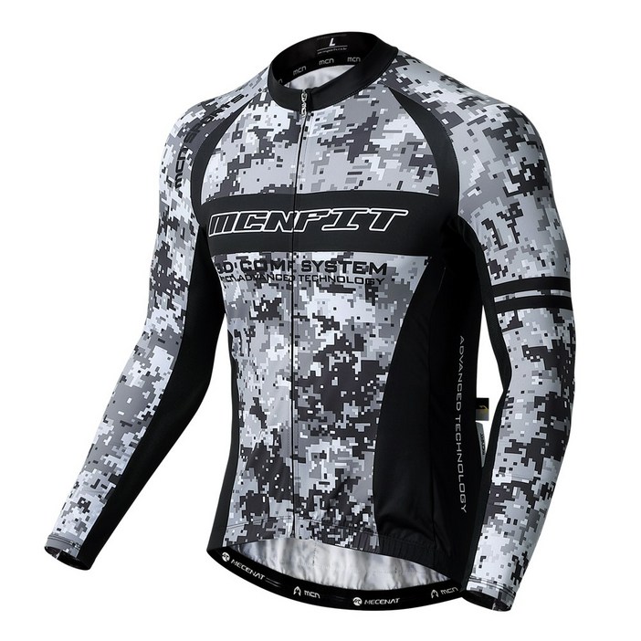 MCN 다크 애쉬 카모 긴팔 져지 자전거 의류 스킨슈트 셋업 져지 상의 기능성 사이클 상의