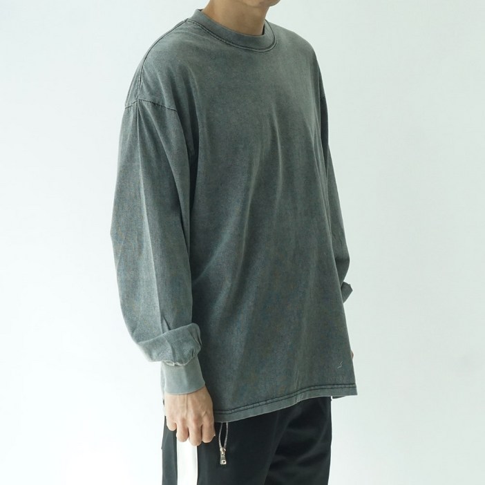 남자 오버핏 빅사이즈 피그먼트워싱 긴팔티