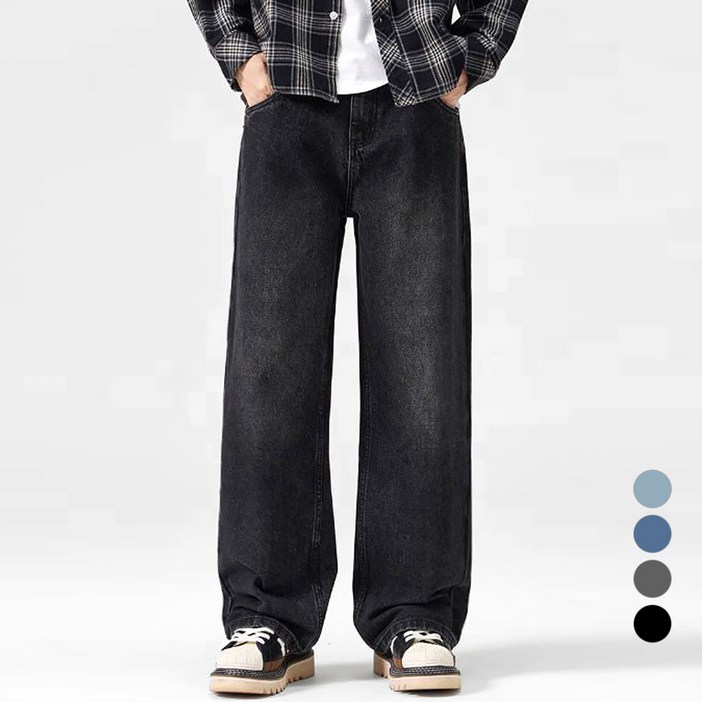 맥건 남자 와이드 팬츠 라이크 워싱 밴딩 데님 청바지