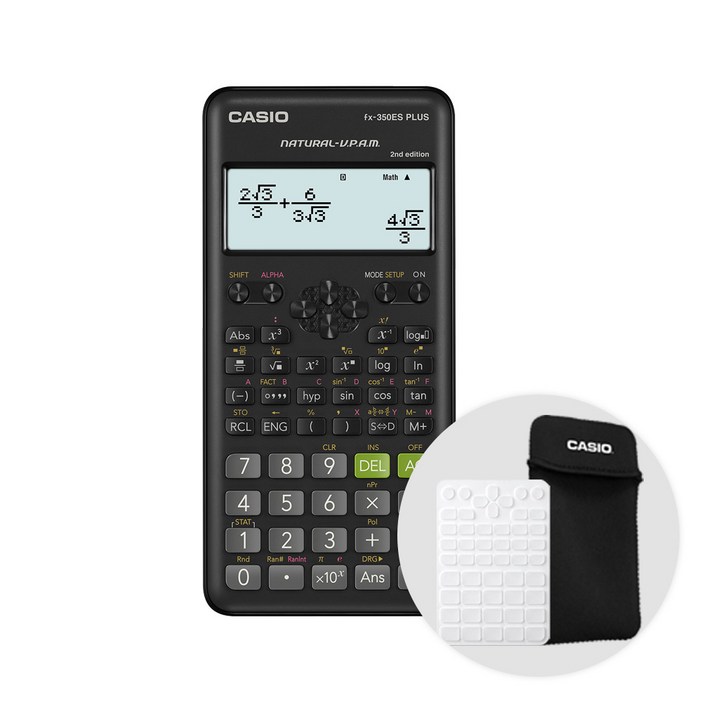 카시오 공학용계산기 FX-350ES PLUS 2 + 전용 키스킨+전용 파우치, 단품