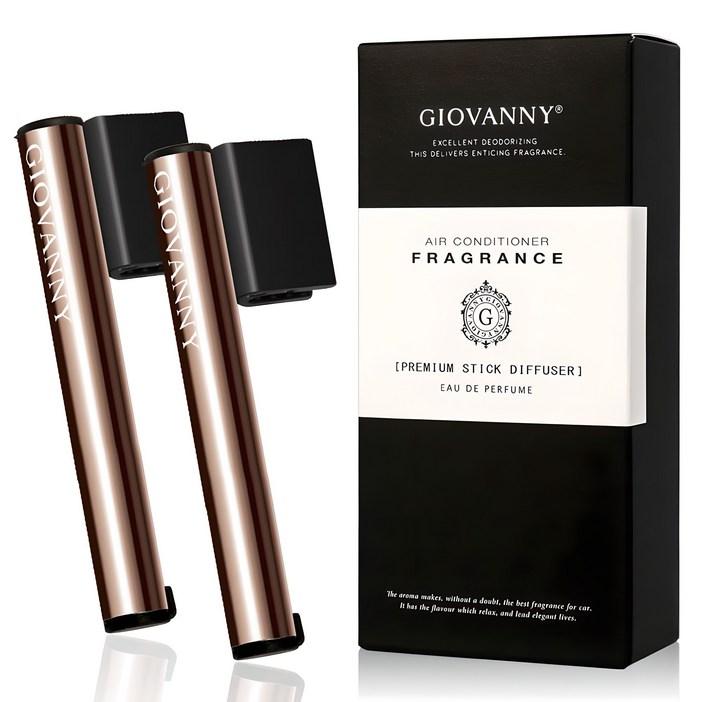 GIOVANNY 차량용 프리미엄 스틱 디퓨저 2p  리필 4p, 시즐 브라운화이트머스크, 1세트